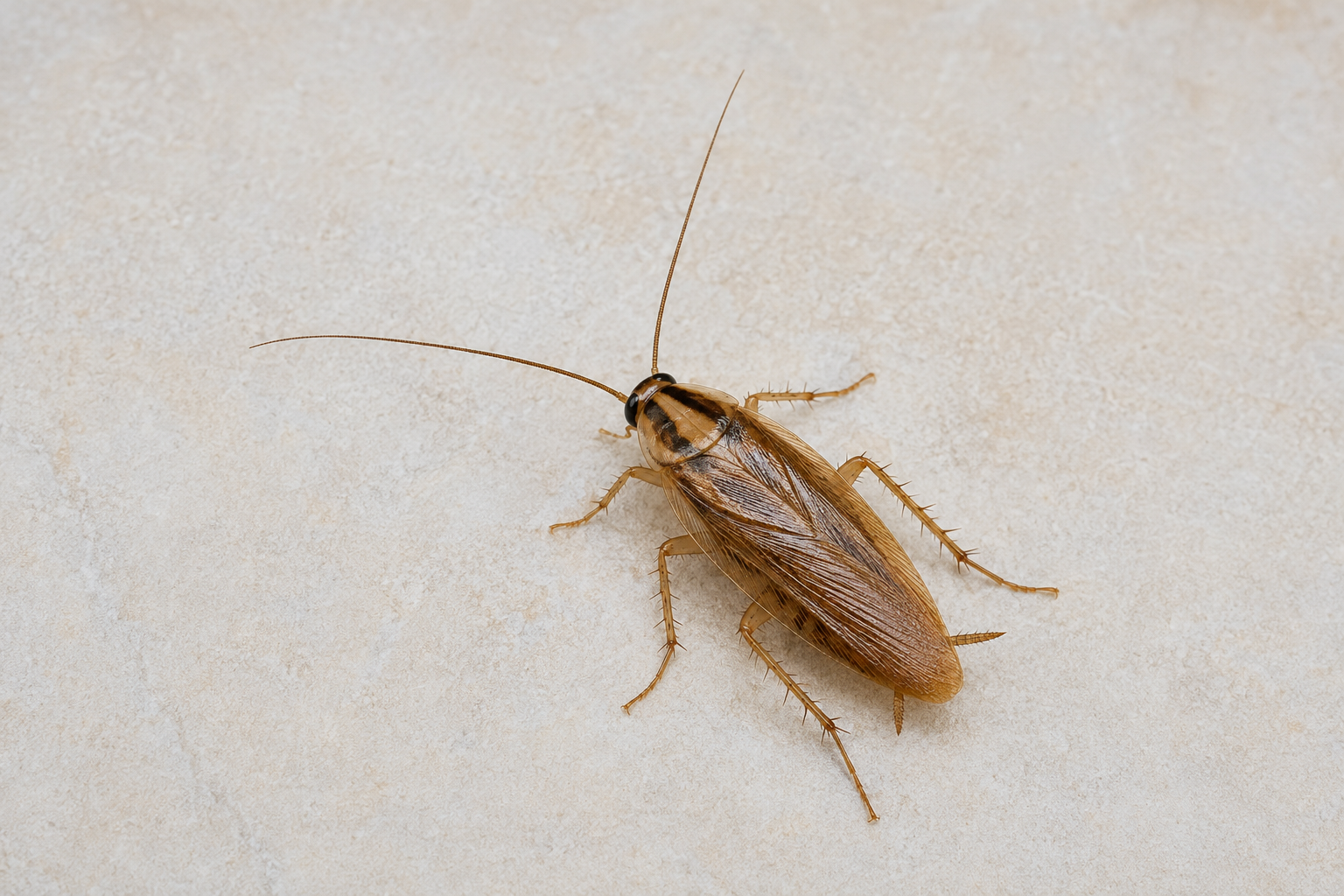 Full-body photograph of a common cockroach